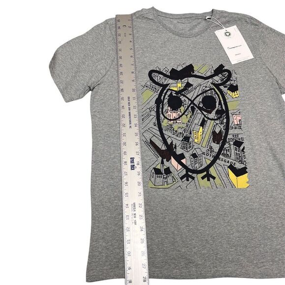 Knowledge Cotton Apparel Men's L Big Owl Print T-shirt Europe Streets Denmark - Picture 2 of 10